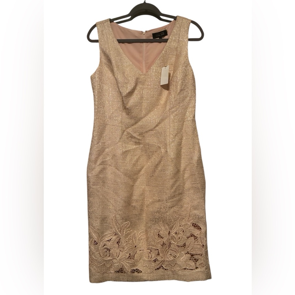 NWT RICKIE FREEMAN FOR TERI JON PINK LACE AND TWEED SHEATH DRESS SIZE 8
